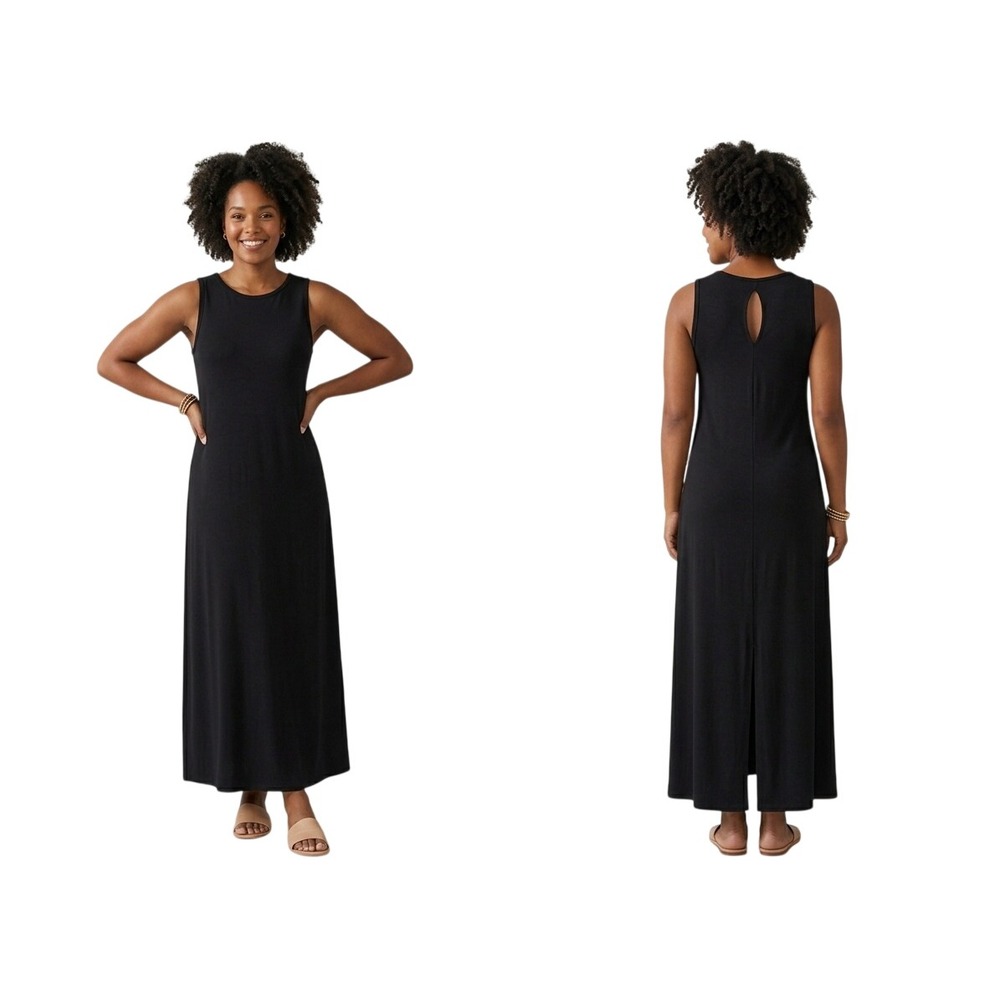 Vince Camuto Maxi Dress Womens S Black Sleeveless Keyhole-Back Minimalist NWT
